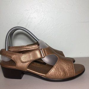 SAS Womens Bronze Suntimer Block Heel Sandals Shoes Size 10